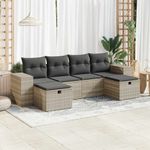 Casa si Gradina - Gradina si terasa - Mobilier exterior - Seturi mobila gradina - Set canapele de gradina cu perne, 6 piese gri deschis poliratan - Infinity.ro
