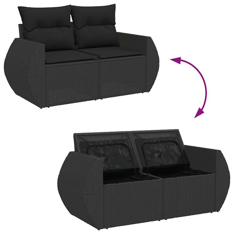 Casa si Gradina - Gradina si terasa - Mobilier exterior - Seturi mobila gradina - Set canapele de gradina cu perne, 7 piese, negru, poliratan - Infinity.ro