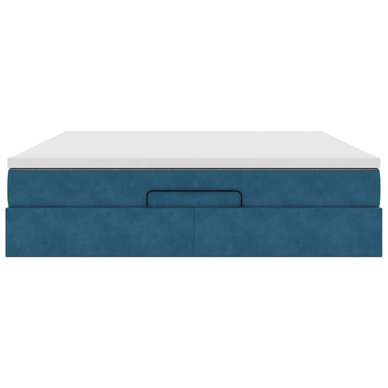 Casa si Gradina - Mobilier - Paturi si accesorii - Paturi - Cadru de pat otoman cu saltea Albastru inchis 160x200cm catifea - Infinity.ro