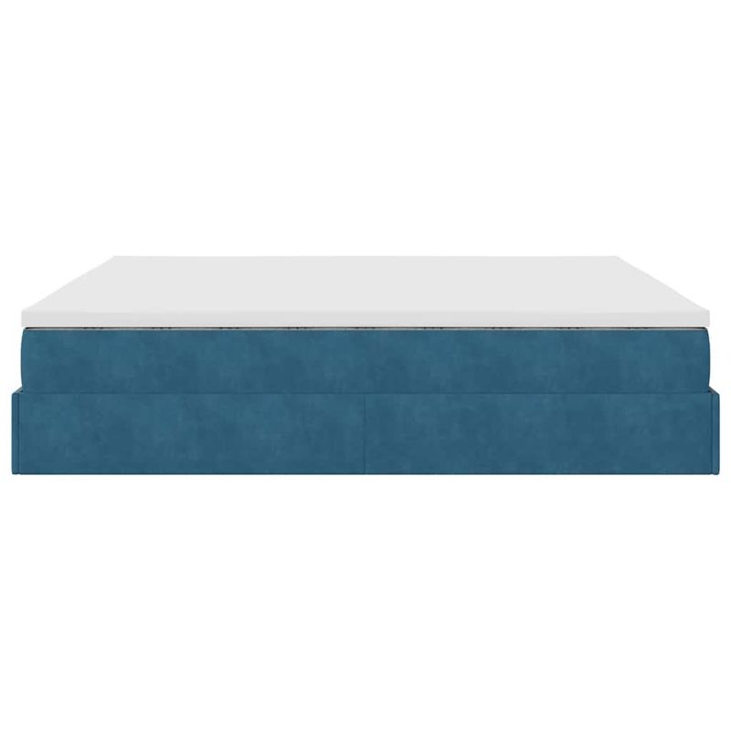 Casa si Gradina - Mobilier - Paturi si accesorii - Paturi - Cadru de pat otoman cu saltea Albastru inchis 160x200cm catifea - Infinity.ro