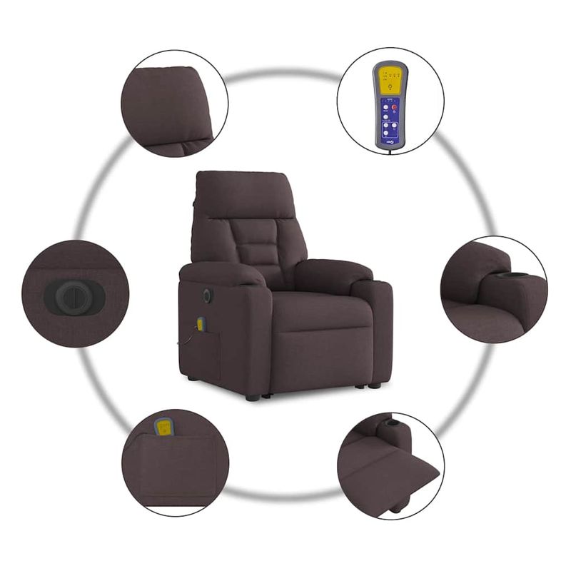 Ingrijire personala si Cosmetice - Sanatate si wellness - Articole wellness - Fotolii de masaj - Fotoliu electric masaj rabatabil cu ridicare maro inchis textil - Infinity.ro