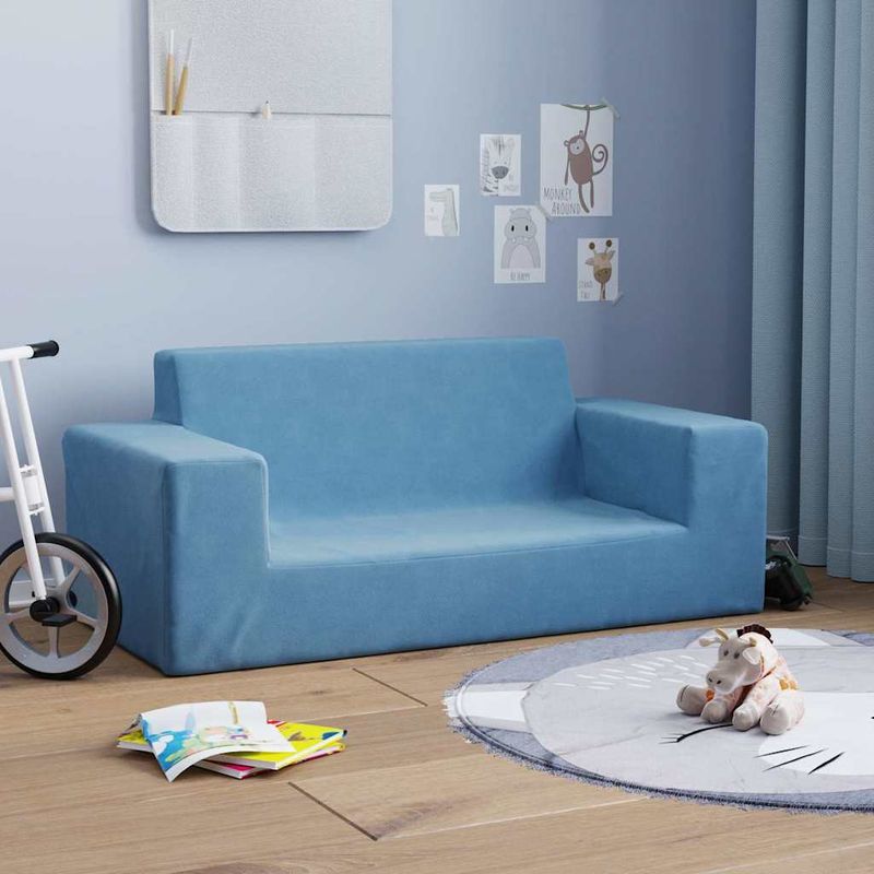 Casa si Gradina - Mobilier - Mobilier copii - Mobilier camera copiilor - Canapea pentru copii cu 2 locuri, albastru, plus moale - Infinity.ro