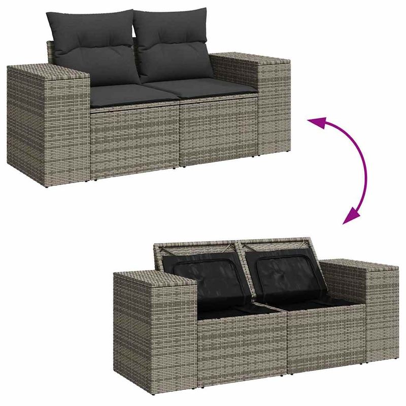 Casa si Gradina - Gradina si terasa - Mobilier exterior - Seturi mobila gradina - Set canapele de gradina, 7 piese, cu perne, gri, poliratan - Infinity.ro