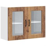 Casa si Gradina - Mobilier - Comode si corpuri - Corpuri bucatarie - Dulap bucatarie cu usa sticla Kalmar Lemn vechi lemn prelucrat, model 1x dulap de perete din sticlă (2 uși), mărime 80x31x60 cm - Infinity.ro