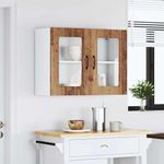 Casa si Gradina - Mobilier - Comode si corpuri - Corpuri bucatarie - Dulap bucatarie cu usa sticla Kalmar Lemn vechi lemn prelucrat, model 1x dulap de perete din sticlă (2 uși), mărime 80x31x60 cm - Infinity.ro