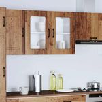 Casa si Gradina - Mobilier - Comode si corpuri - Corpuri bucatarie - Dulap bucatarie cu usa sticla Kalmar Lemn vechi lemn prelucrat, model 1x dulap de perete din sticlă (2 uși), mărime 80x31x60 cm - Infinity.ro