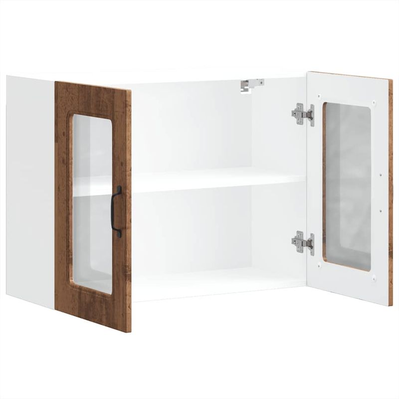 Casa si Gradina - Mobilier - Comode si corpuri - Corpuri bucatarie - Dulap bucatarie cu usa sticla Kalmar Lemn vechi lemn prelucrat, model 1x dulap de perete din sticlă (2 uși), mărime 80x31x60 cm - Infinity.ro