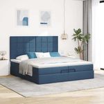 Casa si Gradina - Mobilier - Paturi si accesorii - Paturi - Cadru de pat otoman cu saltele, tesatura albastra 200x200cm - Infinity.ro