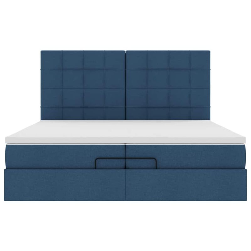 Casa si Gradina - Mobilier - Paturi si accesorii - Paturi - Cadru de pat otoman cu saltele, tesatura albastra 200x200cm - Infinity.ro