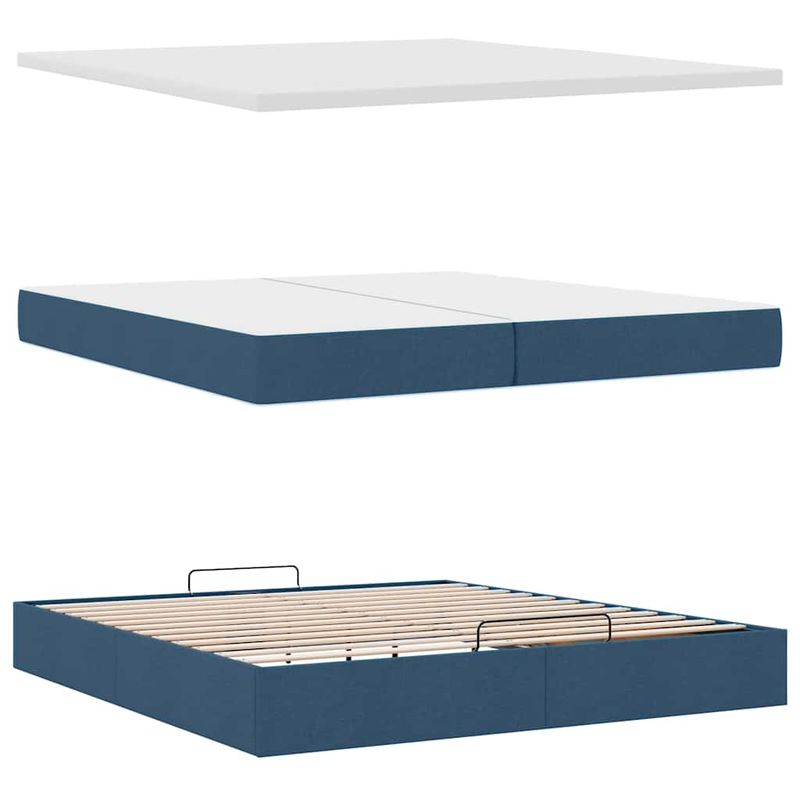 Casa si Gradina - Mobilier - Paturi si accesorii - Paturi - Cadru de pat otoman cu saltele, tesatura albastra 200x200cm - Infinity.ro