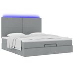 Casa si Gradina - Mobilier - Paturi si accesorii - Paturi - Cadru pat otoman cu saltea tesatura gri deschis 180x200cm - Infinity.ro