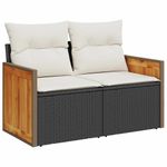 Casa si Gradina - Gradina si terasa - Mobilier exterior - Seturi mobila gradina - Set mobilier gradina perne 6 piese negru poliratan/lemn acacia - Infinity.ro