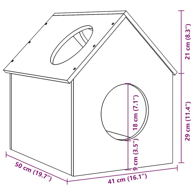 Petshop - Accesorii petshop - Jucarii animale - Ansambluri de joaca - Casa pentru pisici 41x50x50 cm din lemn masiv de pin - Infinity.ro