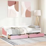 Casa si Gradina - Mobilier - Paturi si accesorii - Paturi - Pat de zi cu 2 sertare fara saltea „IRUN” alb si roz 90x200 cm - Infinity.ro