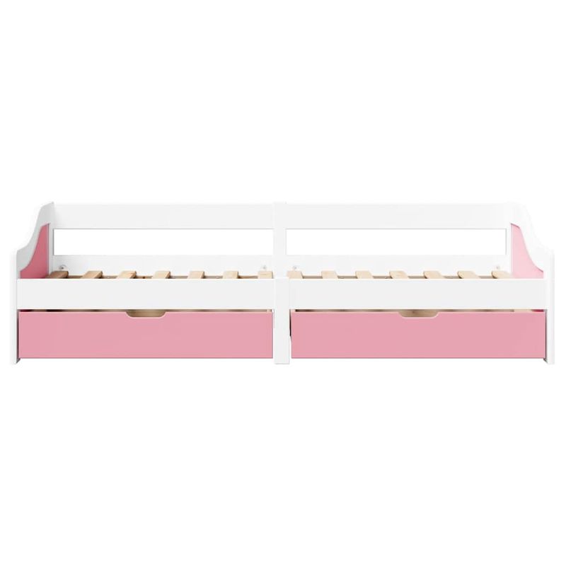 Casa si Gradina - Mobilier - Paturi si accesorii - Paturi - Pat de zi cu 2 sertare fara saltea „IRUN” alb si roz 90x200 cm - Infinity.ro