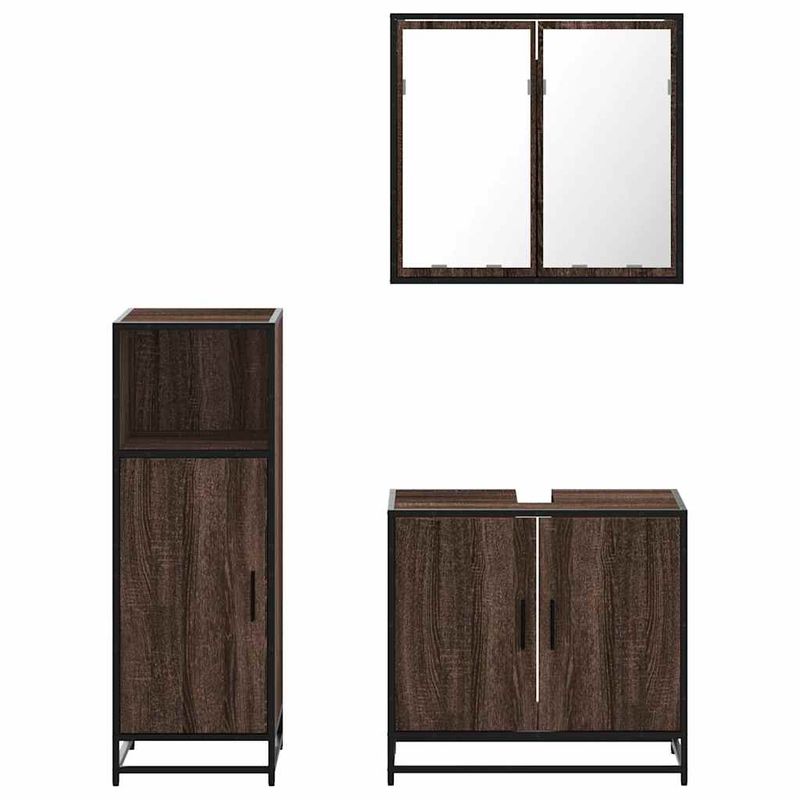 Casa si Gradina - Mobilier - Seturi de mobilier - Seturi baie - Set mobilier de baie, 3 piese, stejar maro, lemn prelucrat - Infinity.ro