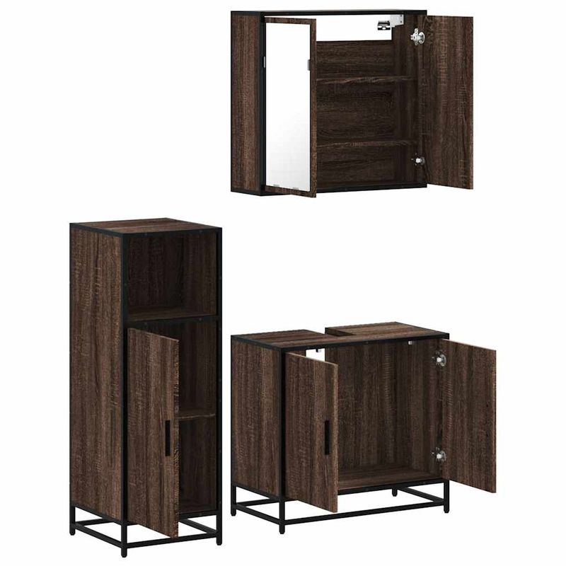 Casa si Gradina - Mobilier - Seturi de mobilier - Seturi baie - Set mobilier de baie, 3 piese, stejar maro, lemn prelucrat - Infinity.ro