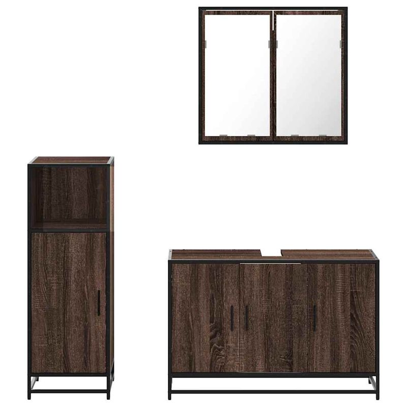 Casa si Gradina - Mobilier - Seturi de mobilier - Seturi baie - Set mobilier de baie, 3 piese, stejar maro, lemn prelucrat - Infinity.ro