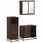 Casa si Gradina - Mobilier - Seturi de mobilier - Seturi baie - Set mobilier de baie, 3 piese, stejar maro, lemn prelucrat - Infinity.ro