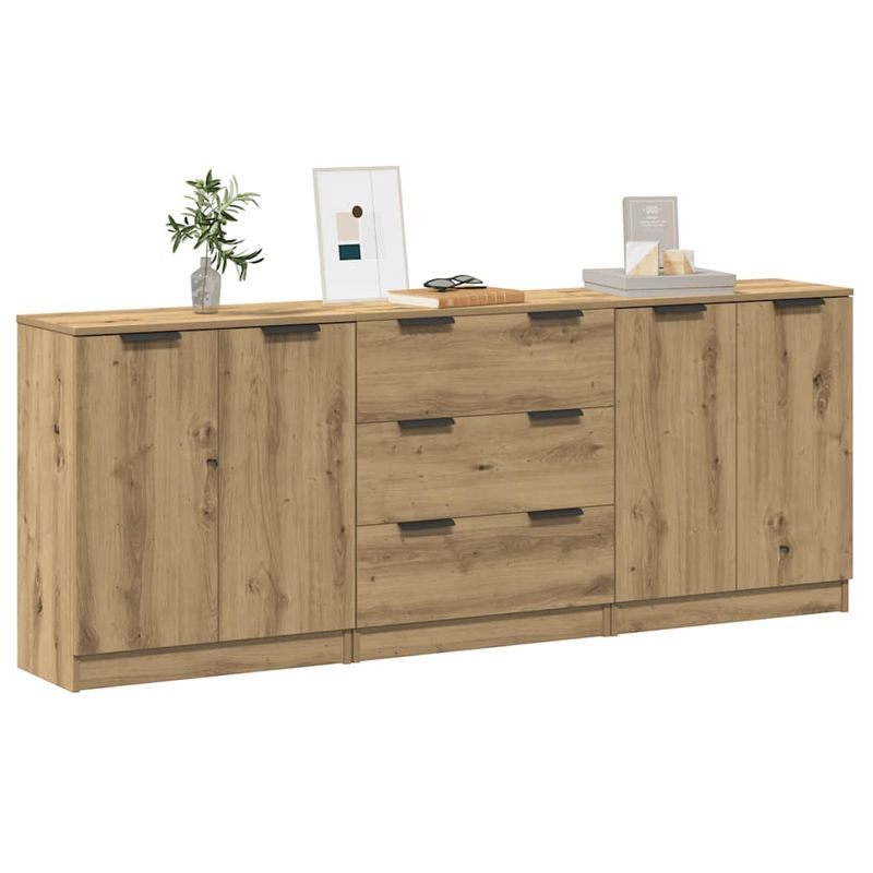 Casa si Gradina - Mobilier - Comode si corpuri - Comode - Dulap, 3 buc., stejar artizanal, 60x30x70 cm, lemn prelucrat - Infinity.ro