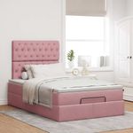 Casa si Gradina - Mobilier - Paturi si accesorii - Paturi - Cadru de pat otoman cu saltele Roz 120x190cm catifea - Infinity.ro