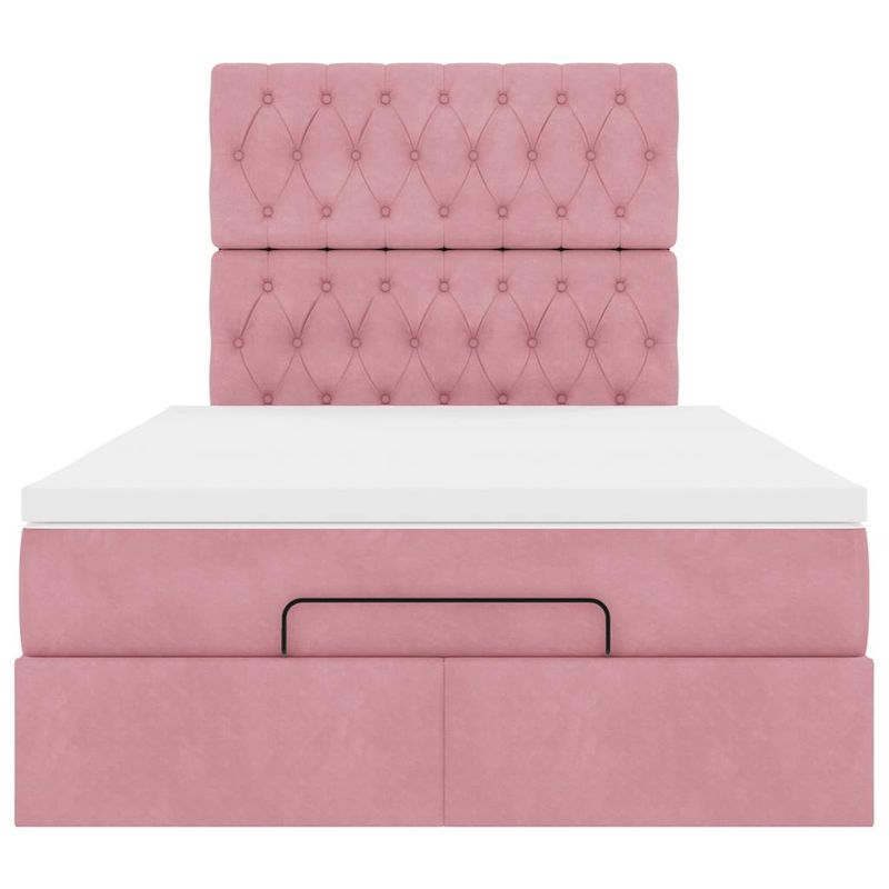 Casa si Gradina - Mobilier - Paturi si accesorii - Paturi - Cadru de pat otoman cu saltele Roz 120x190cm catifea - Infinity.ro