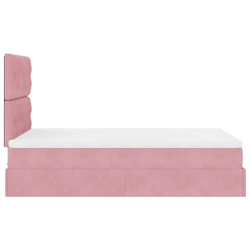 Casa si Gradina - Mobilier - Paturi si accesorii - Paturi - Cadru de pat otoman cu saltele Roz 120x190cm catifea - Infinity.ro