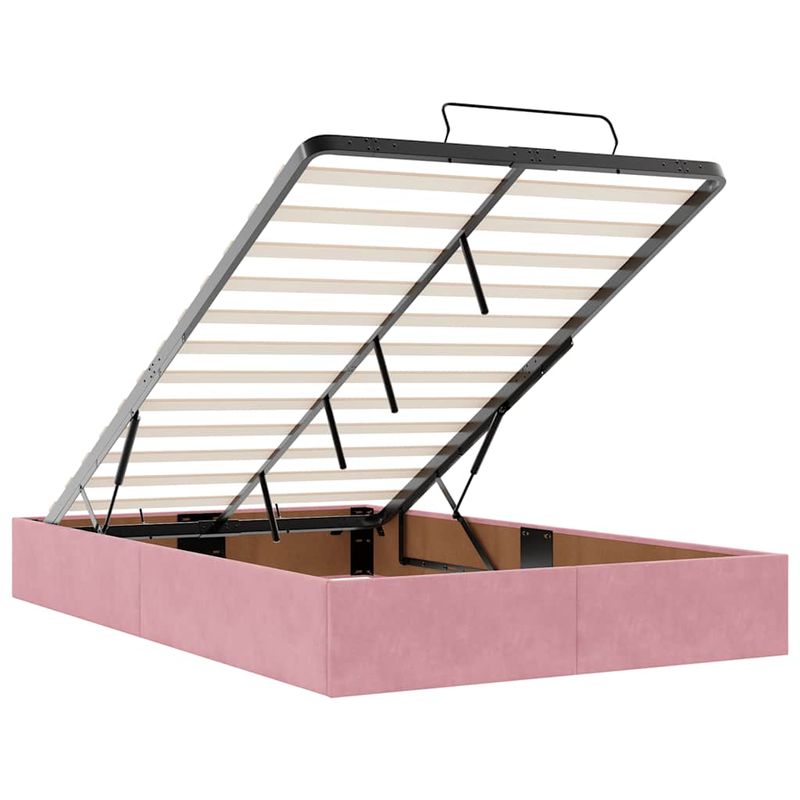 Casa si Gradina - Mobilier - Paturi si accesorii - Paturi - Cadru de pat otoman cu saltele Roz 120x190cm catifea - Infinity.ro