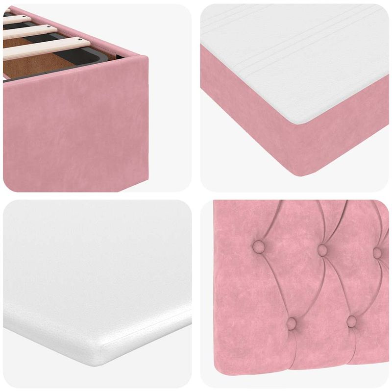 Casa si Gradina - Mobilier - Paturi si accesorii - Paturi - Cadru de pat otoman cu saltele Roz 120x190cm catifea - Infinity.ro
