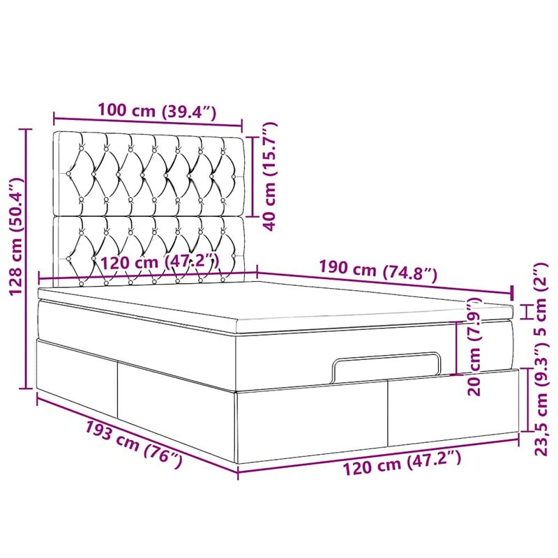 Casa si Gradina - Mobilier - Paturi si accesorii - Paturi - Cadru de pat otoman cu saltele Roz 120x190cm catifea - Infinity.ro