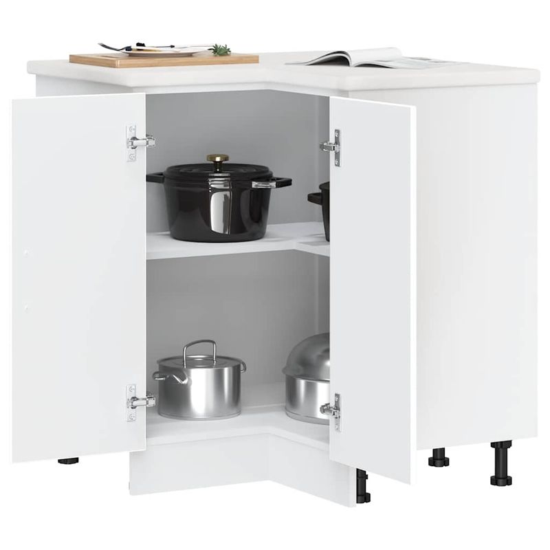 Casa si Gradina - Mobilier - Comode si corpuri - Corpuri bucatarie - Dulap de baza pe colt de bucatarie „Porto”, alb, lemn prelucrat - Infinity.ro