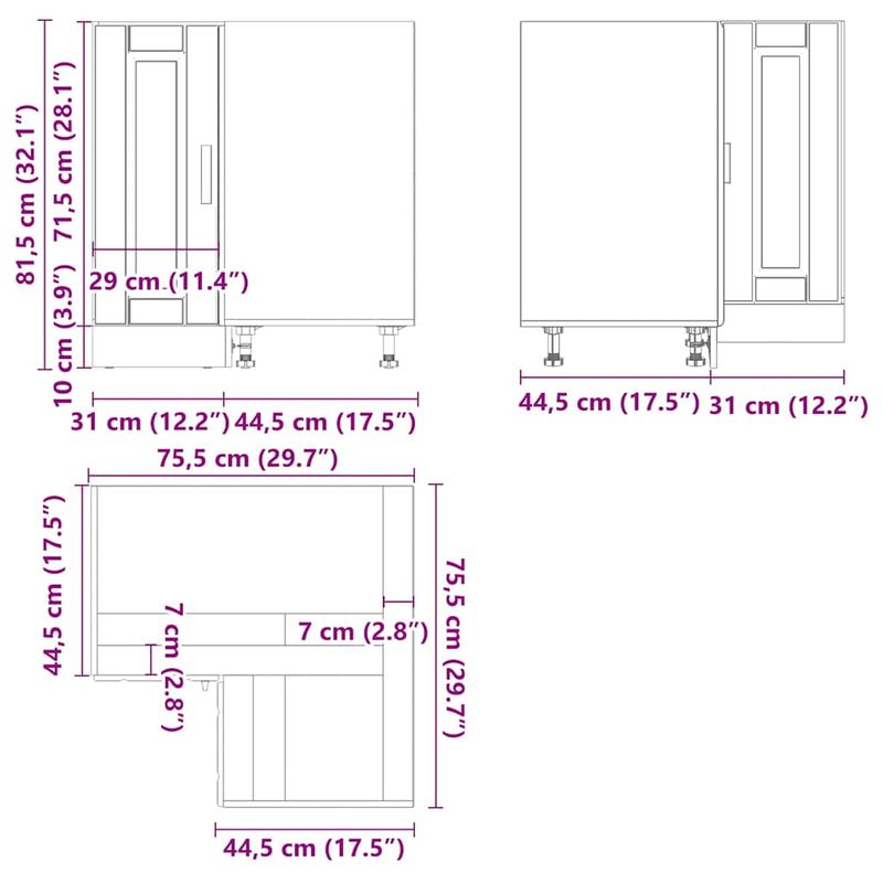 Casa si Gradina - Mobilier - Comode si corpuri - Corpuri bucatarie - Dulap de baza pe colt de bucatarie „Porto”, alb, lemn prelucrat - Infinity.ro