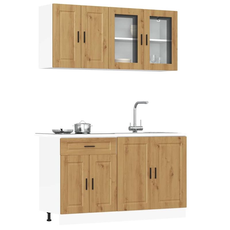 Casa si Gradina - Mobilier - Comode si corpuri - Corpuri bucatarie - Set dulap de bucatarie 4 piese „Kalmar” stejar artizanal lemn - Infinity.ro