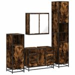 Casa si Gradina - Mobilier - Seturi de mobilier - Seturi baie - Set de mobilier de baie 4 piese Lemn prelucrat de stejar afumat - Infinity.ro