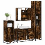 Casa si Gradina - Mobilier - Seturi de mobilier - Seturi baie - Set de mobilier de baie 4 piese Lemn prelucrat de stejar afumat - Infinity.ro