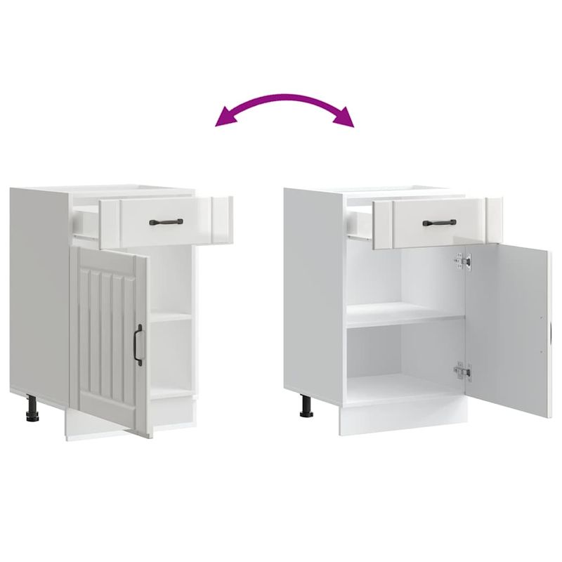Casa si Gradina - Mobilier - Comode si corpuri - Corpuri bucatarie - Dulap de baza de bucatarie „Lucca” lemn prelucrat alb lucios, mărime 50x46x81.5 cm, model 1x dulap inferior (1 ușă 1 sertar) - Infinity.ro