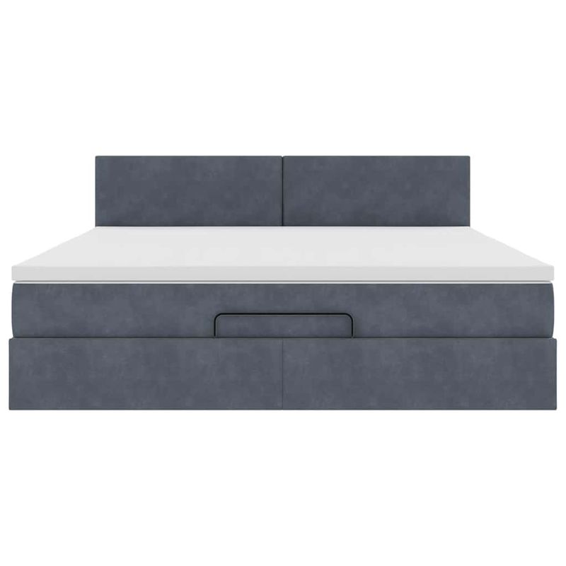 Casa si Gradina - Mobilier - Paturi si accesorii - Paturi - Cadru de pat otoman cu saltea Gri inchis 180x200cm catifea - Infinity.ro
