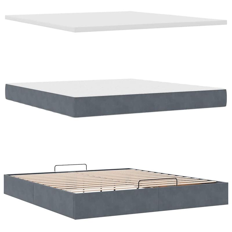 Casa si Gradina - Mobilier - Paturi si accesorii - Paturi - Cadru de pat otoman cu saltea Gri inchis 180x200cm catifea - Infinity.ro