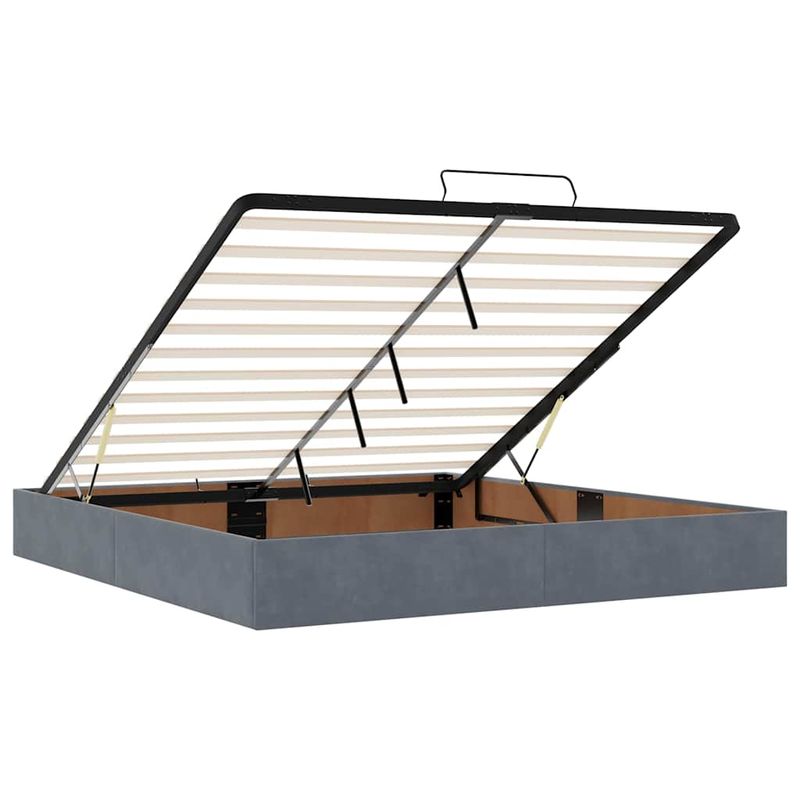 Casa si Gradina - Mobilier - Paturi si accesorii - Paturi - Cadru de pat otoman cu saltea Gri inchis 180x200cm catifea - Infinity.ro