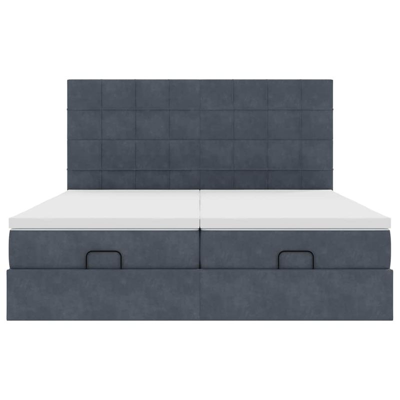 Casa si Gradina - Mobilier - Paturi si accesorii - Paturi - Cadru de pat otoman cu saltele Gri inchis 180x200cm catifea - Infinity.ro