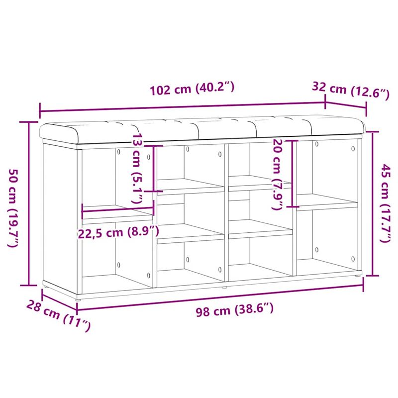 Casa si Gradina - Mobilier - Organizare si depozitare - Bancute - Banca de pantofi,lemn vechi, 102x32x50 cm, lemn prelucrat - Infinity.ro