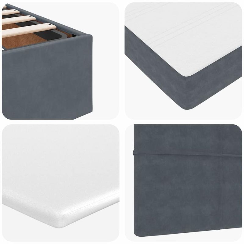 Casa si Gradina - Mobilier - Paturi si accesorii - Paturi - Cadru de pat otoman cu saltele Gri inchis 180x200cm catifea - Infinity.ro