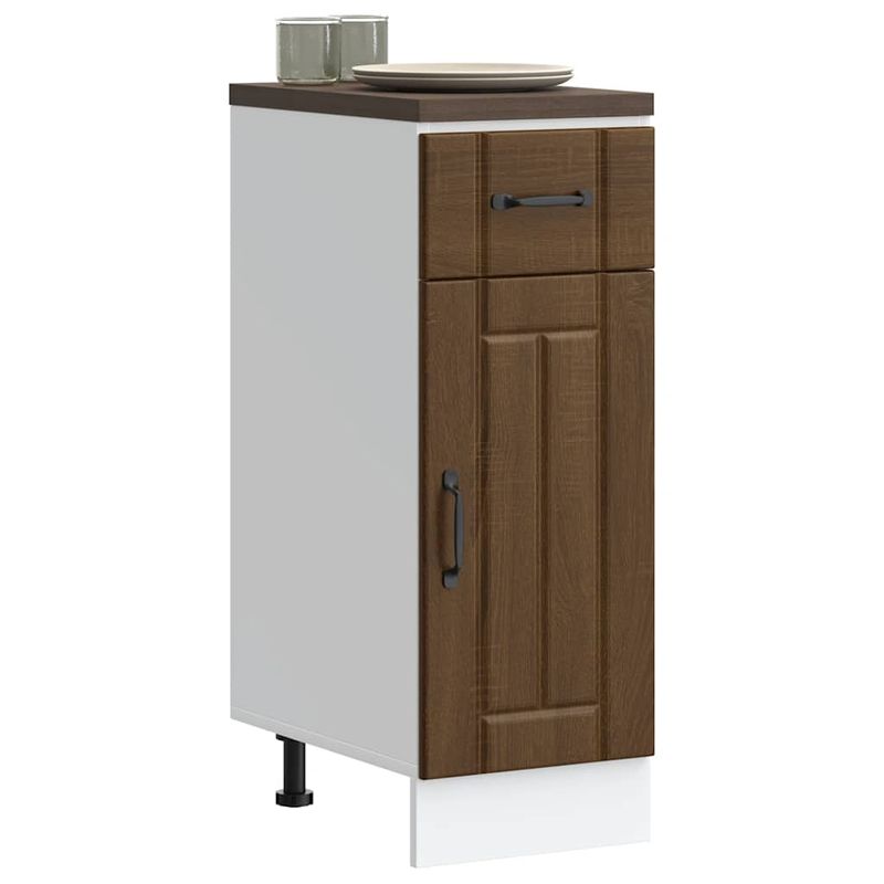 Casa si Gradina - Mobilier - Comode si corpuri - Corpuri bucatarie - Dulap de baza de bucatarie „Lucca” din lemn de stejar maro, mărime 30x46x81.5 cm, model 1x dulap inferior (1 ușă 1 sertar) - Infinity.ro