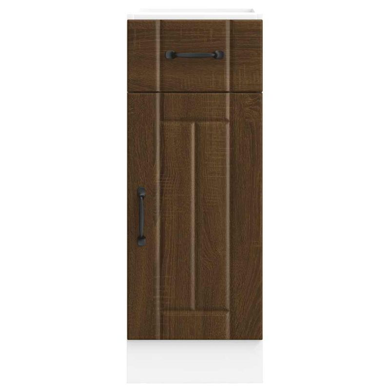 Casa si Gradina - Mobilier - Comode si corpuri - Corpuri bucatarie - Dulap de baza de bucatarie „Lucca” din lemn de stejar maro, mărime 30x46x81.5 cm, model 1x dulap inferior (1 ușă 1 sertar) - Infinity.ro