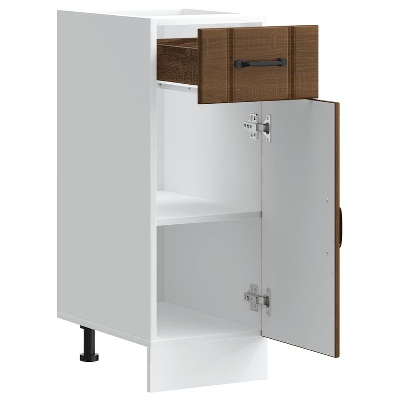 Casa si Gradina - Mobilier - Comode si corpuri - Corpuri bucatarie - Dulap de baza de bucatarie „Lucca” din lemn de stejar maro, mărime 30x46x81.5 cm, model 1x dulap inferior (1 ușă 1 sertar) - Infinity.ro