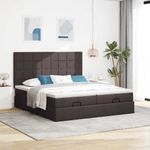 Casa si Gradina - Mobilier - Paturi si accesorii - Paturi - Cadru de pat otoman cu saltele tesatura maro inchis 200x200cm - Infinity.ro