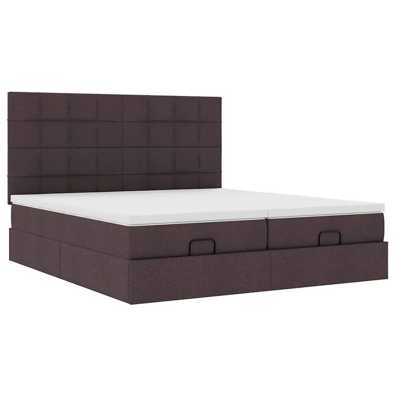 Casa si Gradina - Mobilier - Paturi si accesorii - Paturi - Cadru de pat otoman cu saltele tesatura maro inchis 200x200cm - Infinity.ro