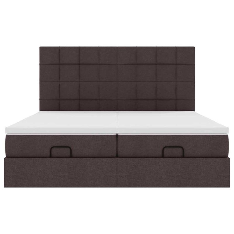 Casa si Gradina - Mobilier - Paturi si accesorii - Paturi - Cadru de pat otoman cu saltele tesatura maro inchis 200x200cm - Infinity.ro