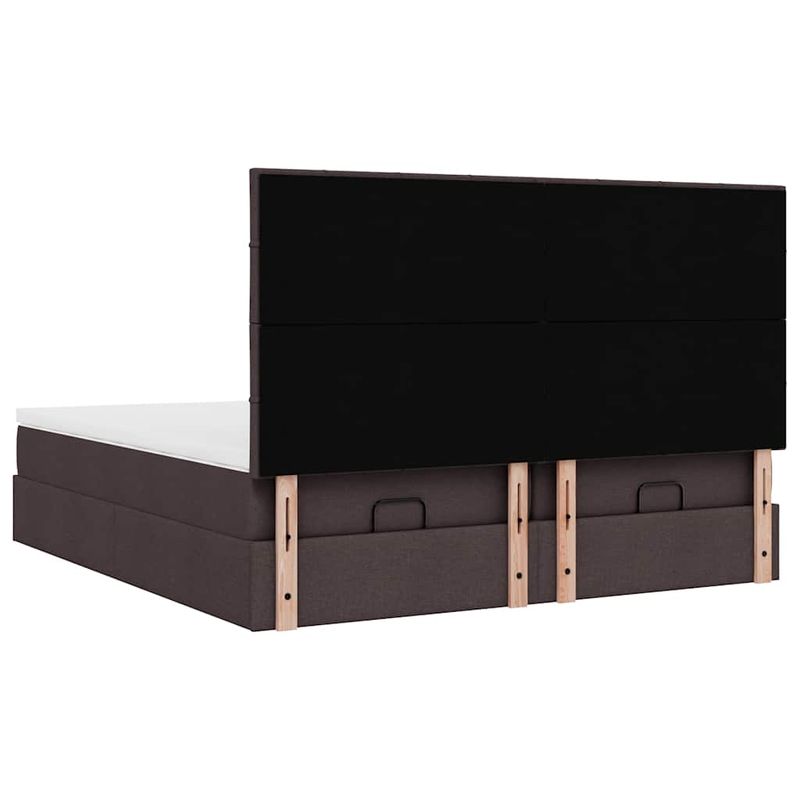 Casa si Gradina - Mobilier - Paturi si accesorii - Paturi - Cadru de pat otoman cu saltele tesatura maro inchis 200x200cm - Infinity.ro