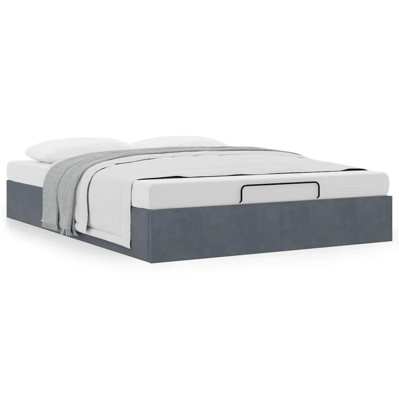 Casa si Gradina - Mobilier - Paturi si accesorii - Paturi - Cadru de pat otoman fara saltea Gri inchis 140x200 cm catifea - Infinity.ro